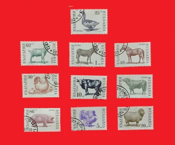 10vnt/Set Bulgarija Pašto Ženklų Gyvulių, Vištų, Ančių, Naudojami Rašyti, Pažymėtos Pašto Ženklų Kolekcionavimas
