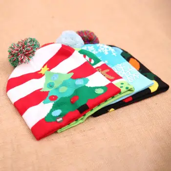1pc Led Žibintai Kalėdų Trikotažo Beanie Skrybėlių Skrybėlės Vaikų Dovanų Suaugusiųjų Vaikų Skrybėlę Kalėdų Šalis Dekoro Naujųjų Metų Produktus