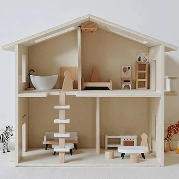 1Set Lėlių modeliavimas vila, namelis, įskaitant pilną baldų ir papuošalų