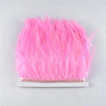 1yard 8-10cm, Rožinė balno gaidžio plunksnų juostelė apdailos gaidys plunksnos apdailos kokybės drabužių priėmimo plunksnos amatų šalis