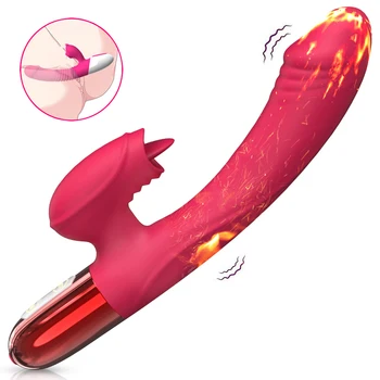 2 IN 1 Dildo Klitorio Kalba Lyžis Vibratorius Šildymo Moterų Makšties G-Spot Klitorio Stimuliatorius Seksualus Sekso Žaislai moterims Analinis