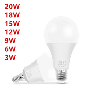 20 Vnt./Daug E27 E14 LED Lemputės Lempos 18W Lampada LED Lemputės AC 220V-240V Bombilla Dėmesio Šalta/Šilta Balta