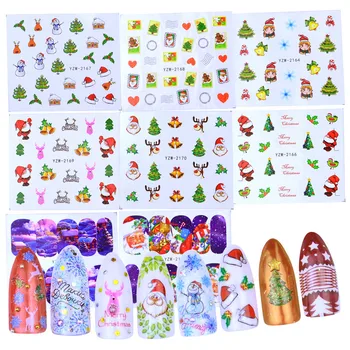 2020 m. Žiemos Nauja Versija Mados Nagų Dailės Kalėdų Nagų Watermark Lipdukas Kalėdų medžio Sniego Tika Nagų Dailės Lipdukai