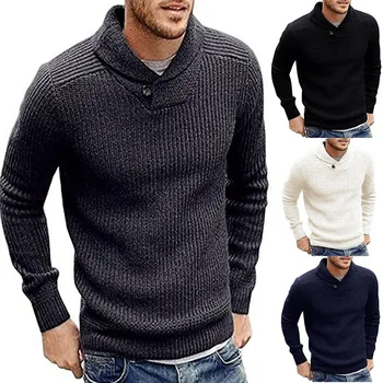 2021 megztinis Europos ir Amerikos vyrų megztinis vientisų spalvų megztinis (puloveris)