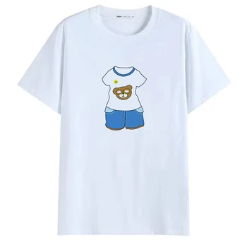 2021 Mielas Drabužių Spausdinami Mados marškinėliai Atsitiktinis marškinėliai moterims Naujo Stiliaus Balta Tees Moterų korėjos T-shirt Pora Moterų, O-KAKLO