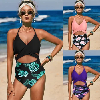 2021 Naujas Moterų Bikini Vielos Nemokamai Augalų Medvilnės Atspausdinti Aukštos Juosmens Elegantiškas Mados Moterų Vasaros Paplūdimio Seksualus Bikini Maudymosi Kostiumėlį, Maudymosi