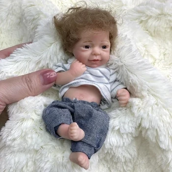 2022 Aukštos Kokybės 6inch 15cm Mini Reborn Baby Doll Mergina Lėlės viso Kūno Silikoninis Realistinis Dirbtinis Minkštas Žaislas su Įsišaknijusi Plaukų