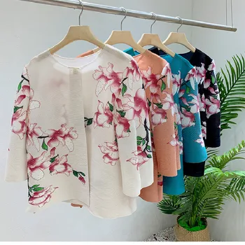 2022 m. Pavasario Vasaros Mados Ponios o-Kaklo Marškinėliai Atostogų Stiliaus Gėlių Spausdinti Palaidinės Viršų F164