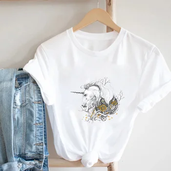 2022 Moterys T-shirt Gėlių Ir Gyvūnų, Animacinių filmų Spausdinti marškinėliai Harajuku Gatvėje Drabužius Casua Grafika Moterų Marškinėliai
