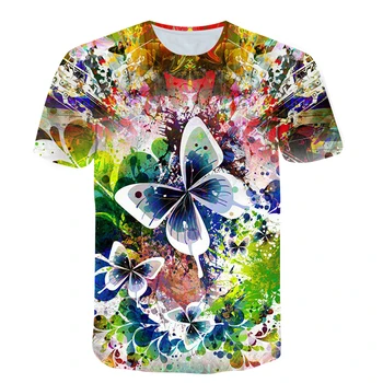 2022 Naujas Mados vyriški T-Shirt Drugelis Gėlių 3D Spausdinimo Modelio Asmenybės Tendencija vyriški trumpomis Rankovėmis Viršų