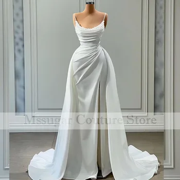 2023 Elegantiškas Spagečiai Dirželiai Vestuvių Suknelės, Perlų Puošnios Vestuvinės Suknelės Pagal Užsakymą Pagaminti Plius Dydis Vestido De Noiva