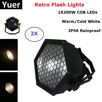 2XLot LED Par 1X200W COB LED Šilta/Šalta Balta LED Retro Flash Žibintai LED Scenos Šviesos Klubo Diskoteka, Dj Šviesos Šalies Atveju Šviesos