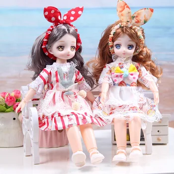 30cm Anime Veido BJD Doll Lolita Dress Pilnas komplektas Mergina Lėlės 18 Bendrą sudaro Žaislas-Geriausia Dovana Gimtadienio Dovana