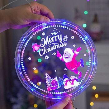 3D Akrilo LED Kalėdų Žiburiai,Šviesos Diskiniai Spalvoti Žibintai,Muzikos Kabo Žibintai,Langų, Sienos,Namo Apdailos