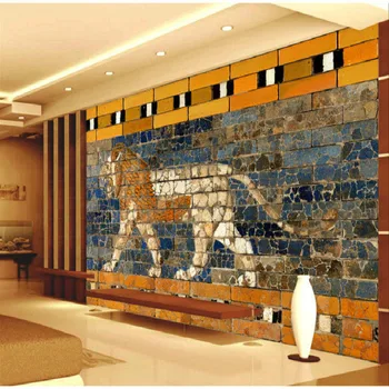 3D Plytų Sienos Dažytos Liūtas Tapybos Didelės Freskos Tapetai Miegamajame, Gyvenamasis Kambarys, TV Foną, Tapybos trimatis Tapetai