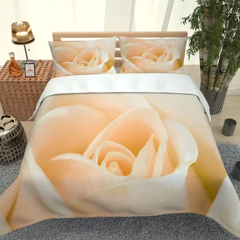 3D Skaitmeninis Aukso balta rožė gėlių Spausdinti Minkšta antklodė padengti Antklode Padengti Nustatyti Twin Visą Karalienė King Size Namų TextileIn Patalynė