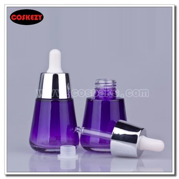 50pcs 30ml violetinė stiklo aliejaus buteliai,prabanga 1 uncija užkratas stiklo buteliai, 30 ML sidabro padengti kosmetikos pakuotės, skirtos parduoti