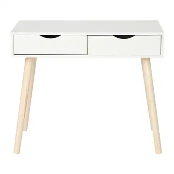 90*45*77CM balta minimalistinis stalas su dviem stalčiais, neslidus kilimėlis negadina grindų minimalistinio stiliaus gyvenamojo Kambario Baldai
