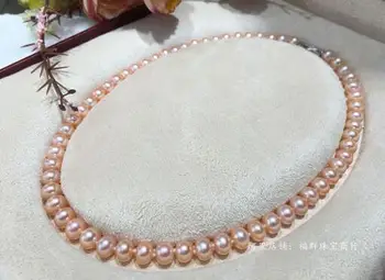 925 sidabro, rožinės šviesos abacus natūralūs gėlo vandens Akoya perlų karoliai, papuošalai