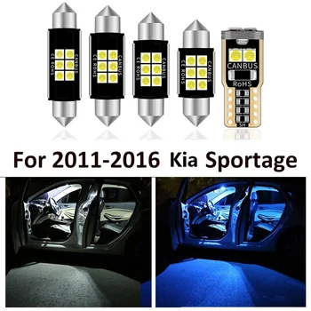 9pcs Spalvinga Automobilio Interjeras, LED elektros Lemputes Paketo Komplektas 2011-2016 Kia Sportage T10 31MM 39MM Žemėlapis Dome Kamieno Lempos Priedai