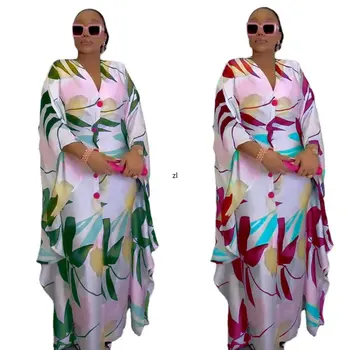 Afrikos Dashiki Spausdinti Ilgos Suknelės Moterų Plius Dydis Boubou 2023 M. Pavasarį Naujas Maxi Skraiste, Turkijos, Nigerijos Šalies Komplektus Abayas