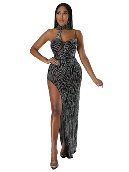 Afrikos Maxi Suknelė Moterims Su Deimantu, Aukštos Juosmens Padalinta Rūbeliai 2023 Mados Naujas Elegantiškas, Seksualus Dashiki Ilgai Afrikos Suknelės Vestidos