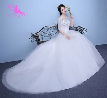 AIJINGYU 2021 nuotakos Pritaikyti naujiems karšto pardavimo pigūs kamuolys suknelė nėriniai atgal oficialų nuotakos suknelės, vestuvių suknelė WK119