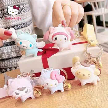 Anime Periferinių Hello Kitty Mano Melodija Cinnamoroll Key Chain Kūrybos Mielas Pakabukas Raktų Pakabukas Žaislų Maišą, Maišą, Žavesio Keychain