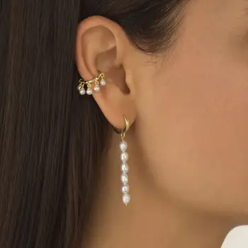 aukso spalva balta perlų zawalcowany žavesio jokių auskarų įrašą apie auskaru ausyje manžetai mados