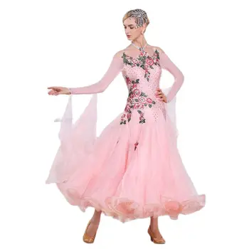 B-16177 Naują atvykimo užsakymą sportinių šokių suknelė šiuolaikinės sklandžiai ilgai šokių suknelė su šampano spalvos konkurencijos