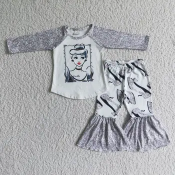 baby girl drabužius ilgomis rankovėmis atsitiktinis bell-dugnas 2 vnt rudenį, žiemą 100% medvilnės boutique saldus mergina drabužių didmeninės