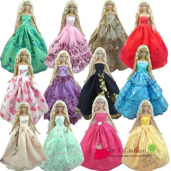 Baby girl vaikams gimtadienio dovana 30items=10dress+10 batai+10accessories Doll' s Vestuvių Suknelė Drabužius Suknelė suknelė Barbie lėlės