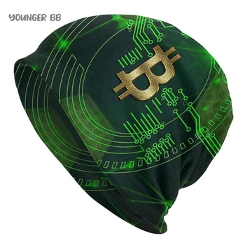 Bitcoin BTC Vyrų, Moterų Kepuraitė Skrybėlės Bitcoin Žalia Megzti Skrybėlę Hip-Hop Earmuff variklio Dangčio Gatvės Skullies Beanies