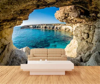 Blue sky beach dekoracijos sofa-lova, TV foną, sienos 3d freskos 8d pobūdžio šiuolaikinių tapetų urvas marina