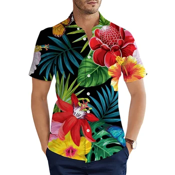 CLOOCL Havajų Paplūdimys Marškinėliai Polinezija Augalų Lapai Gėlių Atspausdintas Trumpas Rankovės Marškinėliai 3D Grafikos Viršūnes Ropa Hombre Vyrų Drabužiai.