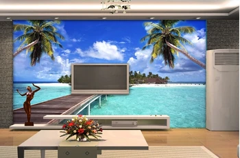 Custom sienos freskos peizažas, paplūdimys, jūra vaizdas kambarį, miegamąjį, TV foną, sienos vandeniui vinilo papel de parede