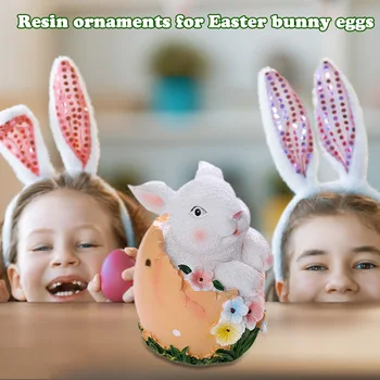 Derva Easter Bunny Kiaušinio Skulptūra Mielas Animacinių filmų Triušis Skulptūros Meno Amatų Stalo Puošyba Vaikams Dovanas Kalėdų Padėkos