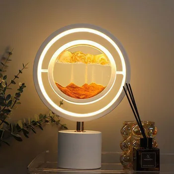 Dreni Lempa LED Sandscape Lempos Dekoratyvinis Sandscape 3D smėlio laikrodis Nakties Šviesos Stalo Home Office Dekoro Kalėdų dovanos