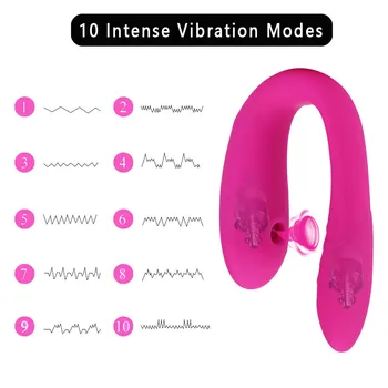 Dukart galvos Gyvis Vibratorius 10 -greitis U Formos Stimuliuoja Makšties Klitorio Moterų Masturbacija Belaidžio Nuotolinio Valdymo Sekso Žaislas