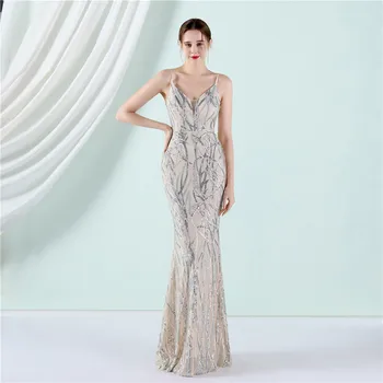 Elegantiškas Spageti Dirželis Ilga Suknelė Moterims Vestuvių Vakarą Parti Chalatai 2022 V Neck Slim Droped Prabangos Kokteilis Suknelės Šalis
