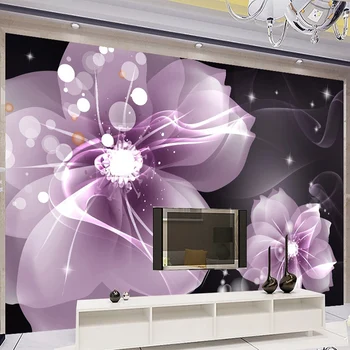 Foto Tapetai Modernus Minimalistinio Violetinė Skaidrios Gėlės Freskos 3D Abstraktaus Meno Kambarį, TV, Sofa, Miegamojo Papel De Parede