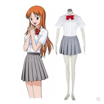 Galima Pritaikyti Anime Bleach Cosplay Helovinas Šalis Cos Japonijos Studentų Saldus Marškinėliai+Sijonas+lankas Kostiumas Moterims Jk Vienodas