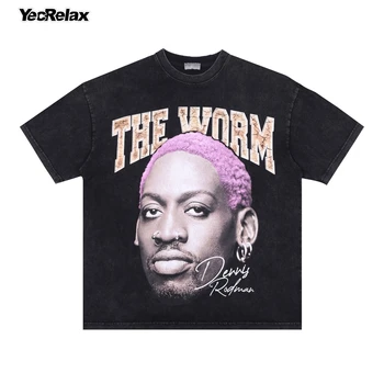 Gatvės Plauti Vyrų T-Shirt Dennis Rodman Grafinis Spausdinti Marškinėliai Negabaritinių Hip-Hop Vyrų Streetwear Trumpomis Rankovėmis Vasarą 2022