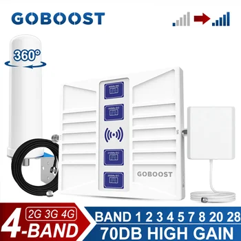 GOBOOST Korinio ryšio Stiprintuvas 4 Band 2G 3G 4G LTE Signalo Stiprintuvas, 700 800 850 900 1700 1800 1900 2100 2600 MHz Tinklo Kartotuvu Rinkinys