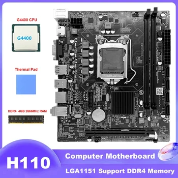 H110 Kompiuterio Plokštę LGA1151 Palaiko Celeron G3900 G3930 Serijos CPU+G4400 CPU+DDR4 4GB 2666Mhz RAM+Šilumos Padas