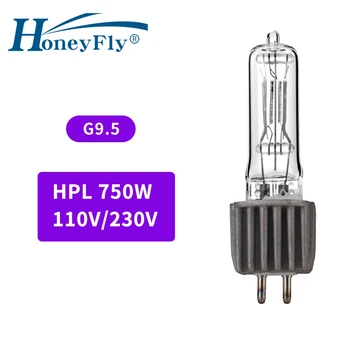 HoneyFly G9.5 Halogeninės Lempos Lemputė Su Radiatoriaus 230V 110V 750W HPL Kapsulė Aišku, 20000LM Etape Vaizdo Lemputė Šiltai Balta