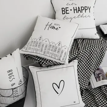 IN raidžių spausdinti sofos pagalvėlė padengti meilužis pora pagalvę padengti širdis laiminga namų dekoro užvalkalas lova, kėdė, juosmens pagalvė