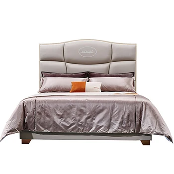Italijos šviesos prabangus modernaus minimalistinio itališkos odos dvigulė lova, 1.8 m aukštas miegamasis, minkšta lova, vestuvės, nakvynė