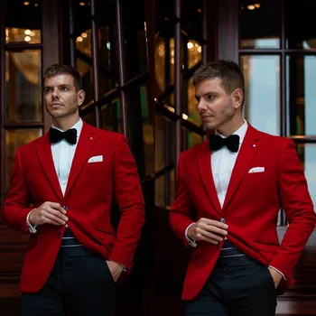 Išvaizdus, Raudonas Vestuvių Tuxedos Vakare Šalies Prom Užsakymą Mens Kostiumai Slim Fit Geriausią Vyro Švarkas Tiktų Vienas Gabalas