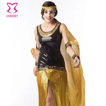 Juoda/Aukso China Suknelė Disfraces Carnaval Adultos Cosplay Egipto Kleopatra 